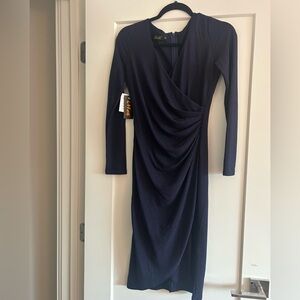 Chic Long Sleeve Navy Dress
